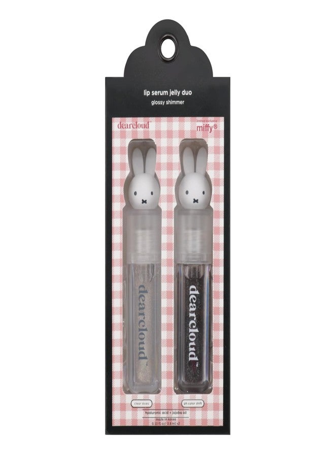 dearcloud Miffy Lip Serum Jelly Duo - Hydrating Lip Gloss for Women with Hyaluronic Acid, Rosehip & Jojoba Seed Oils- Korean Skin Care pH Color Changing Lip Gloss Set - Image 1